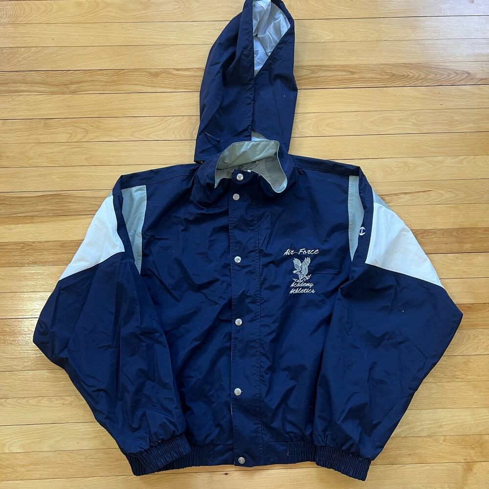 Champion USA Air Force Academy Jacket Mens XL Windbreaker Blue White Military